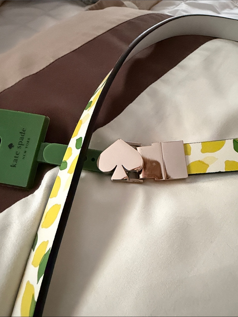 kate spade Yellow and Green lemon Spade-Buckle Belt MEDIUM